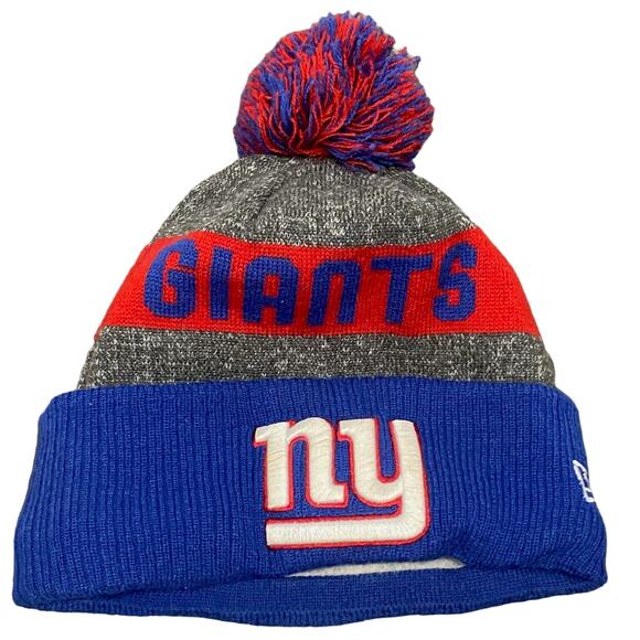 New Era Other - New York Giants NFL football blue red gray New Era beanie with pom pom